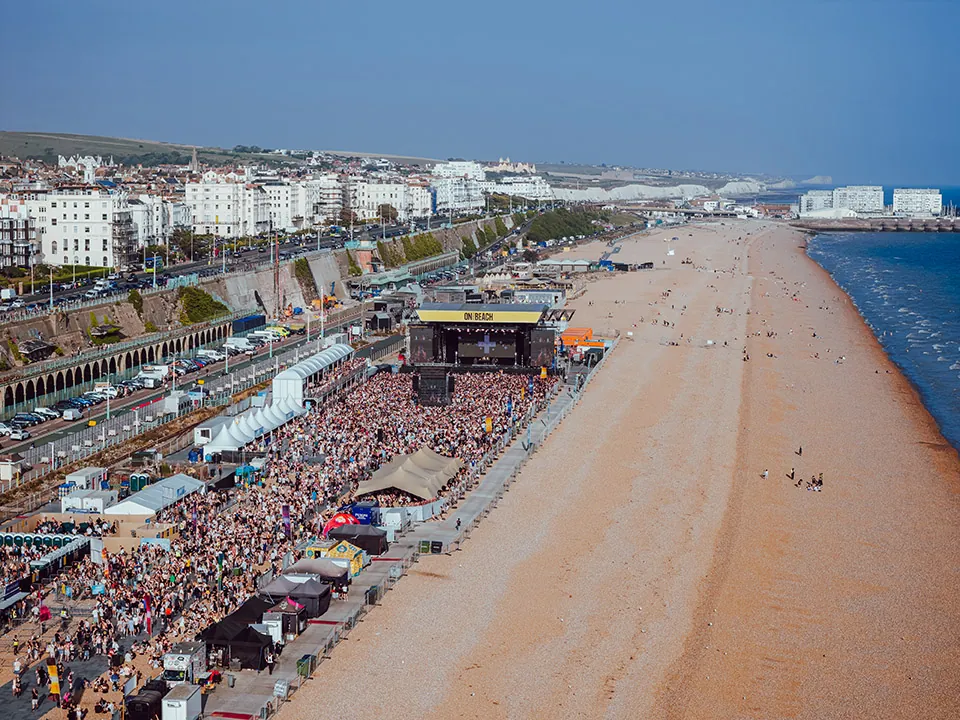 Performer on stage at Brighton Beach concert